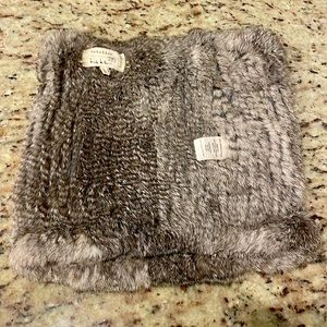 Gorgeous rabbit fur infinity scarf gray and white from Artelier by Nicole Miller